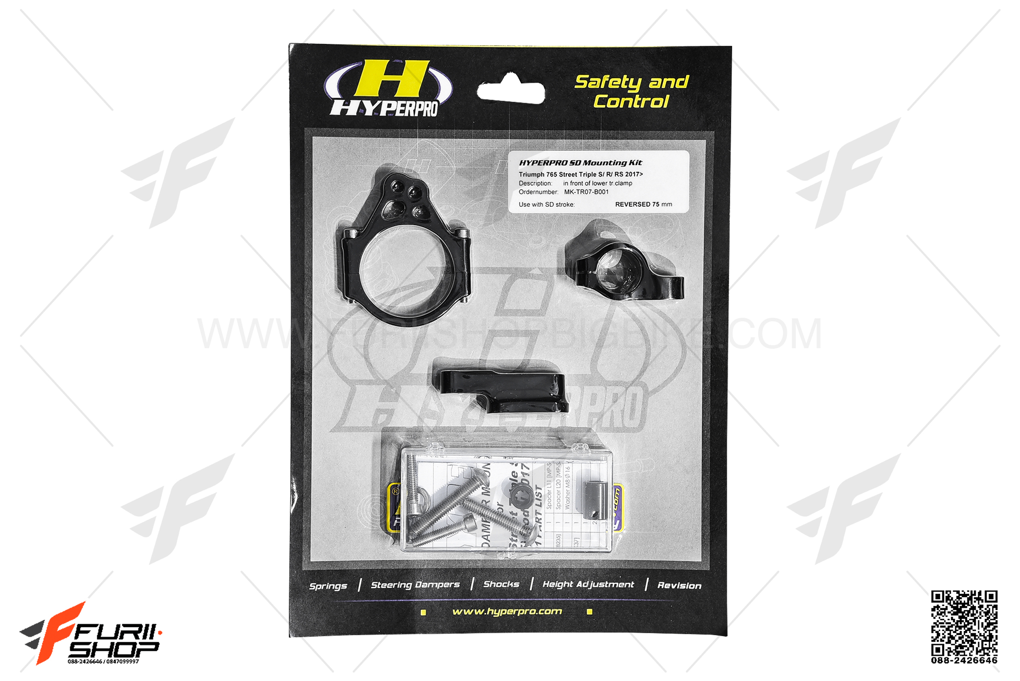 ขาจับกันสะบัด HYPERPRO สีดำ FOR TRIUMPH STREET TRIPLE 765