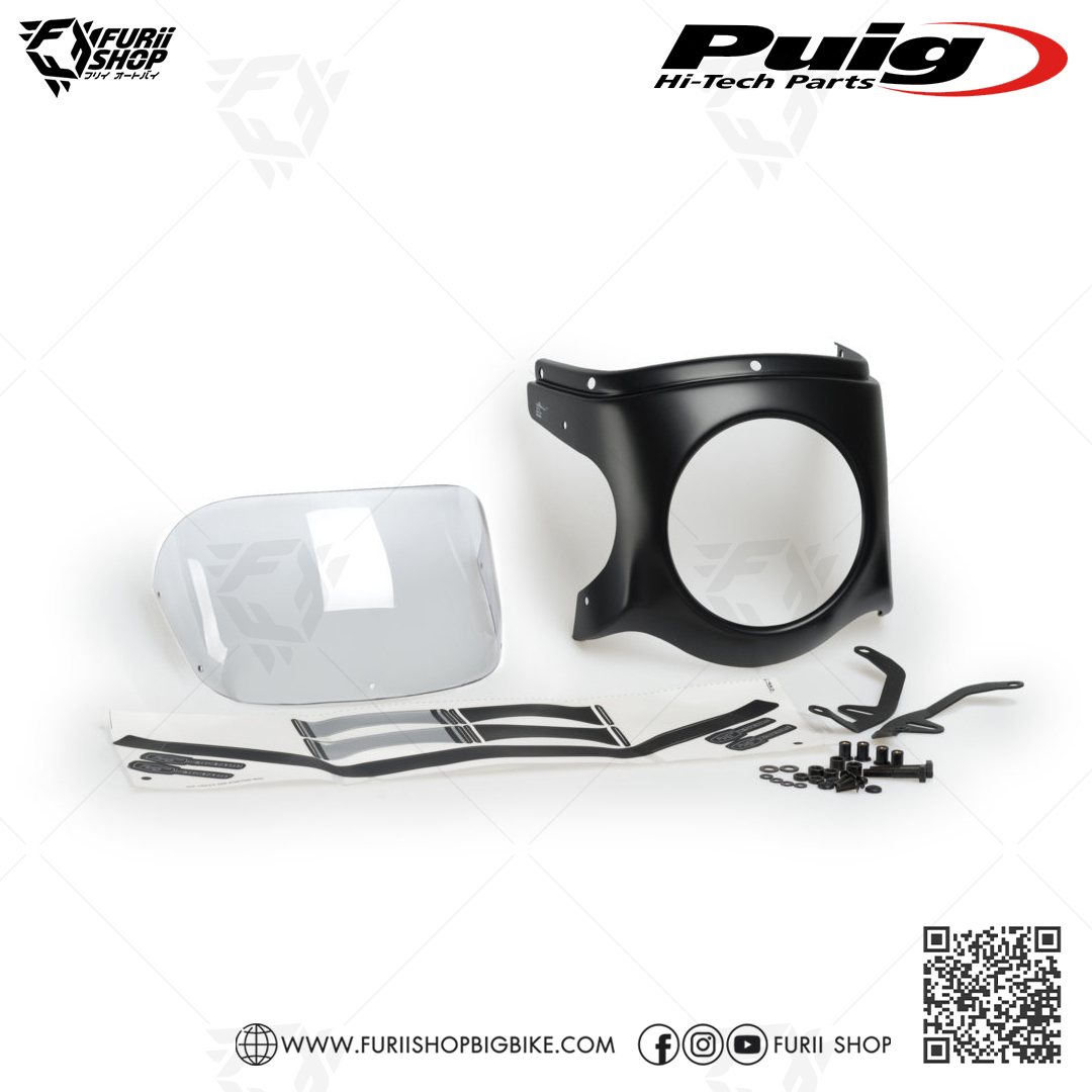 ชิลด์หน้า Puig Windshield Retro Semi Fairing Black : for Yamaha XSR900 2017-2020