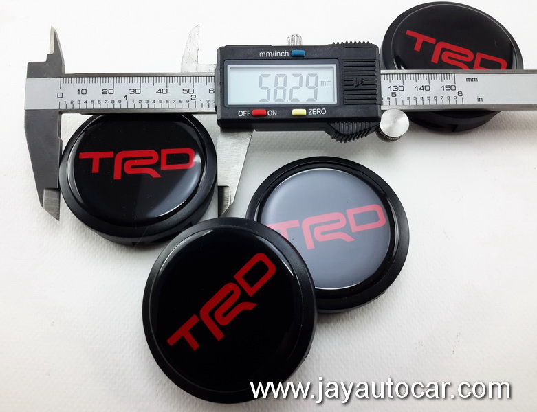 ฝาล้อรถยนต์ สำหรับ ล้อแม็ก สติ๊กเกอร์ TRD แดง ขนาด 56 มิล 1ชุด 4ชิ้น 56mm.