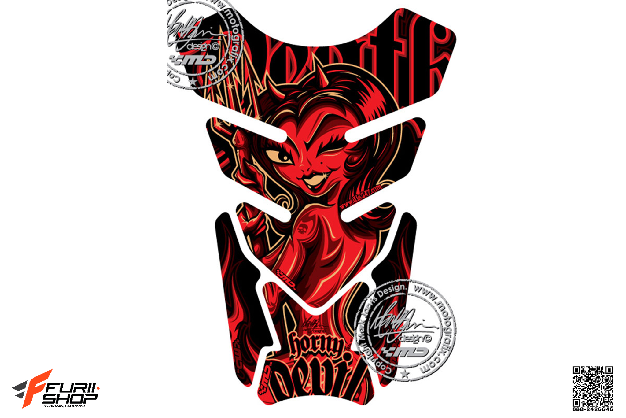 กันรอยกลางถังน้ำมัน Horny Devil Black/Red