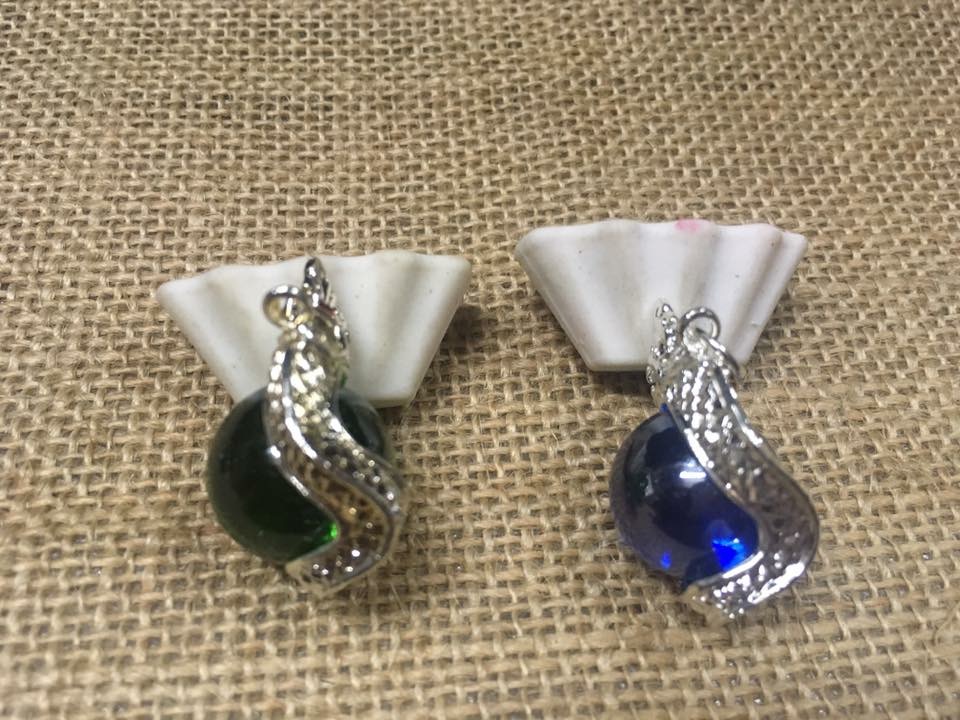 จี้พญานาค เนื้อเงิน รัดแก้วพญานาค