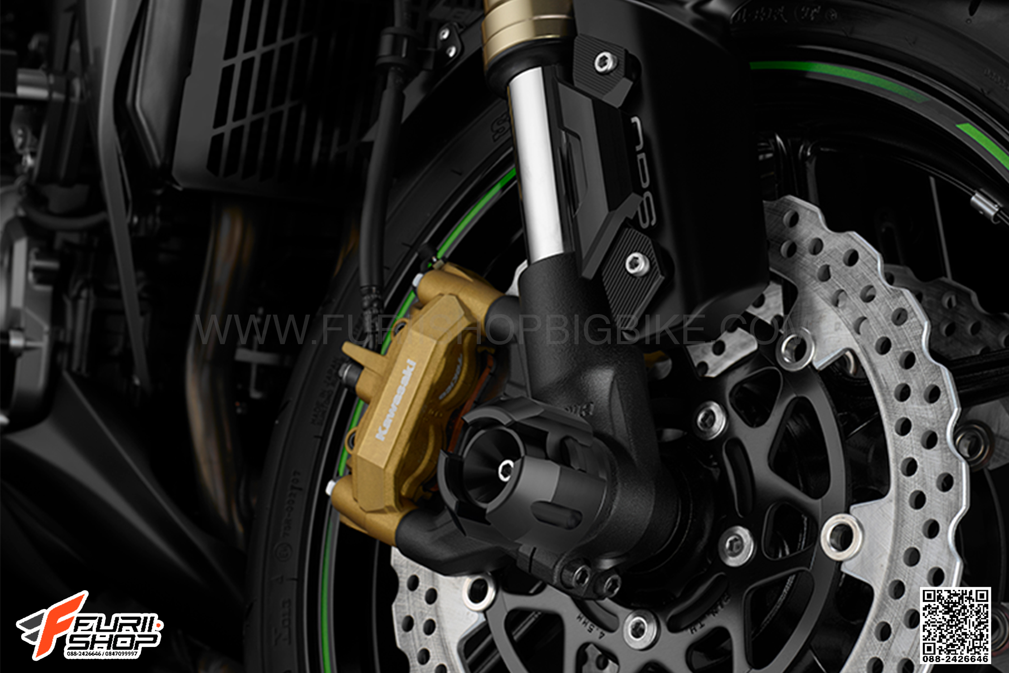 กันล้มล้อหน้า BIKERS สีดำ FOR KAWASAKI Z1000
