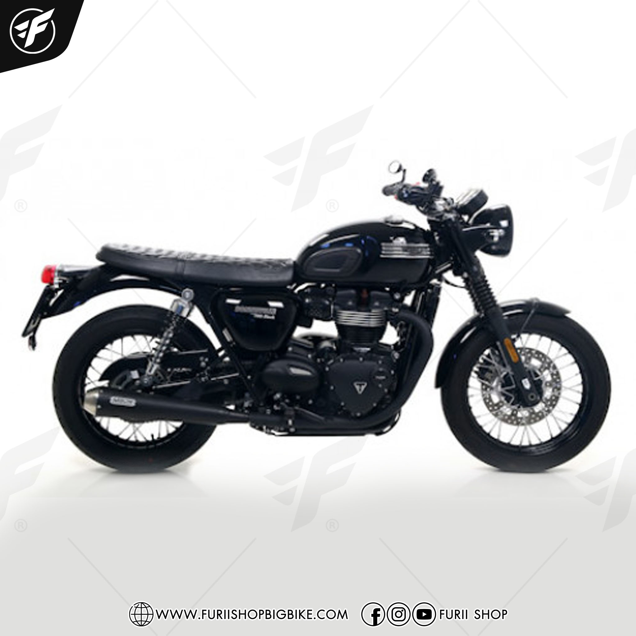 ท่อ ARROW SLIP SS BLACK 2:2 FOR Triumph T100 2017-2021 Bonneville