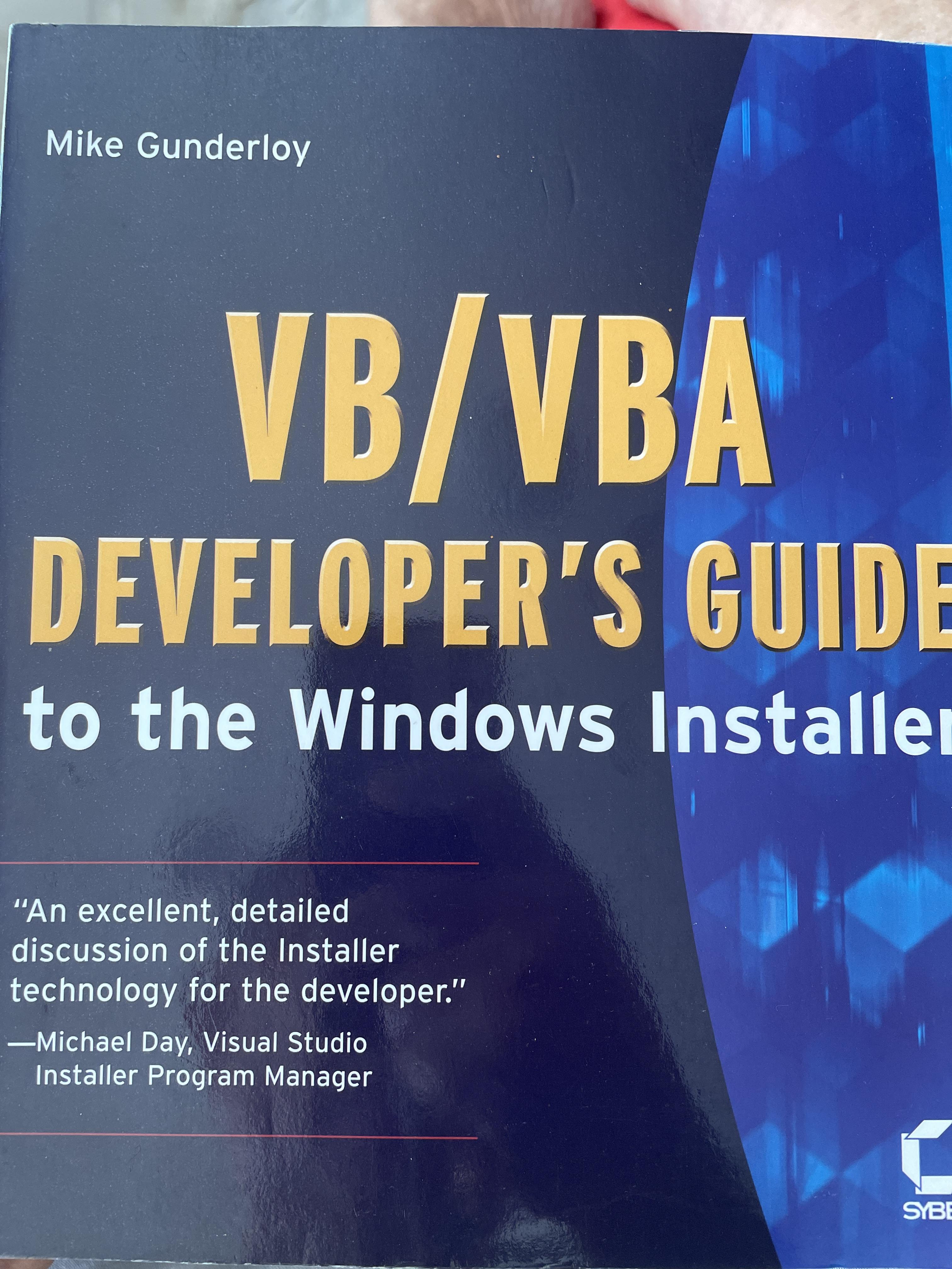 VB/VBA. DEVELOPER’S GUIDE. to the Windows installer. ผู้เขียน Mike Gunderloy 4,500 กรัม
