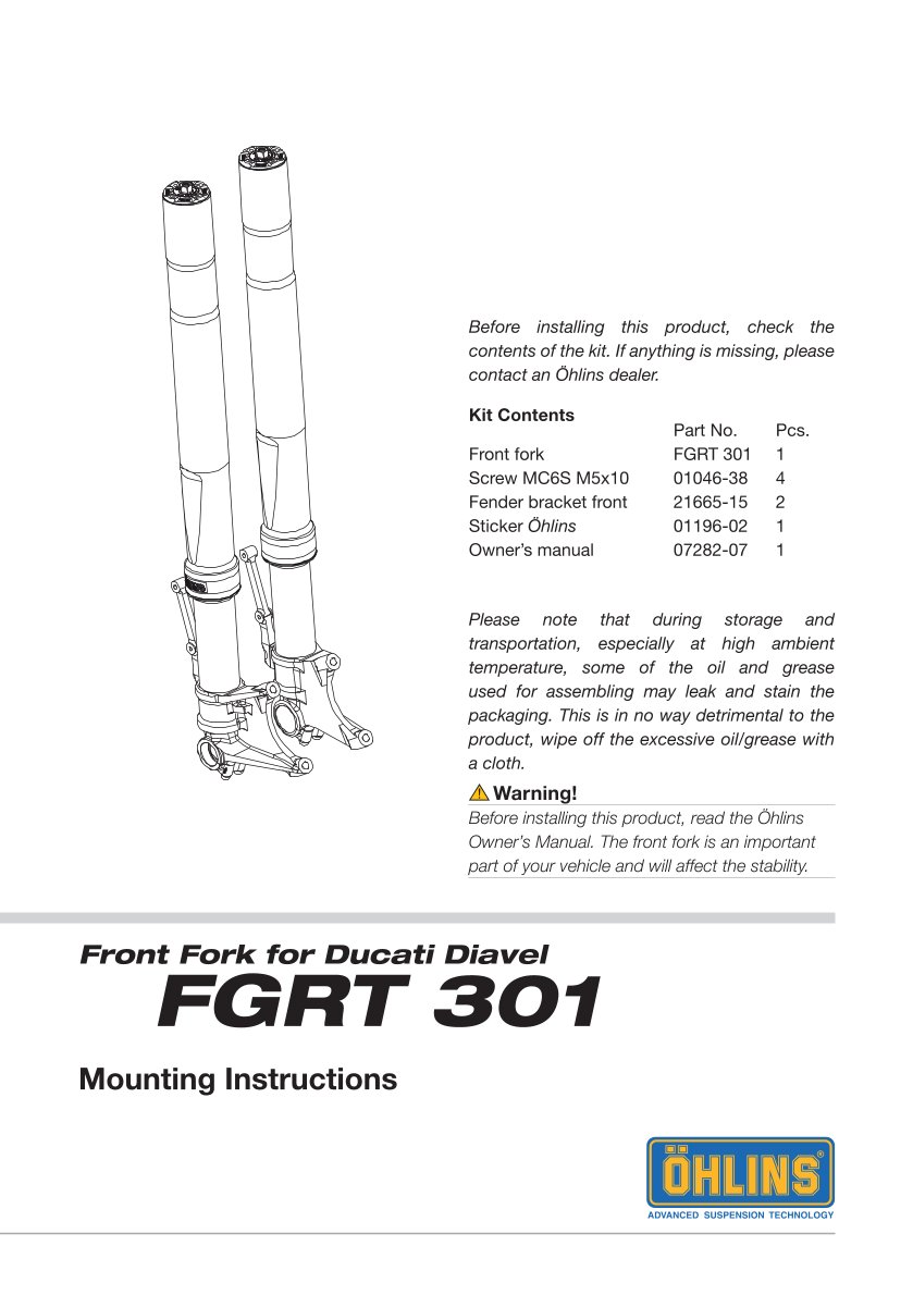 โช้คหน้า OHLINS FGRT301 FOR Universal All All