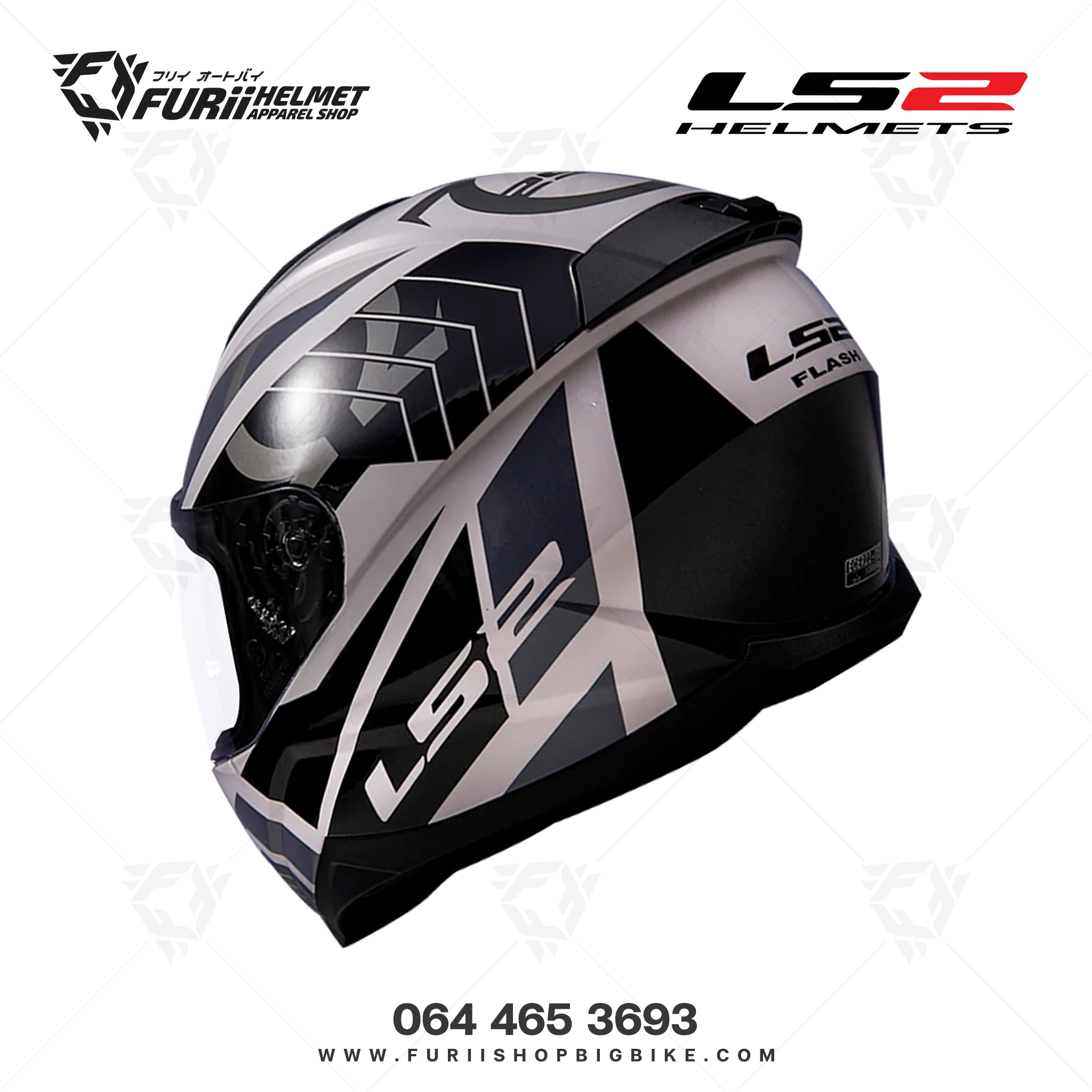 หมวกกันน็อค LS2 Helmet FF802 FLASH : OMEGA WHITE BLACK