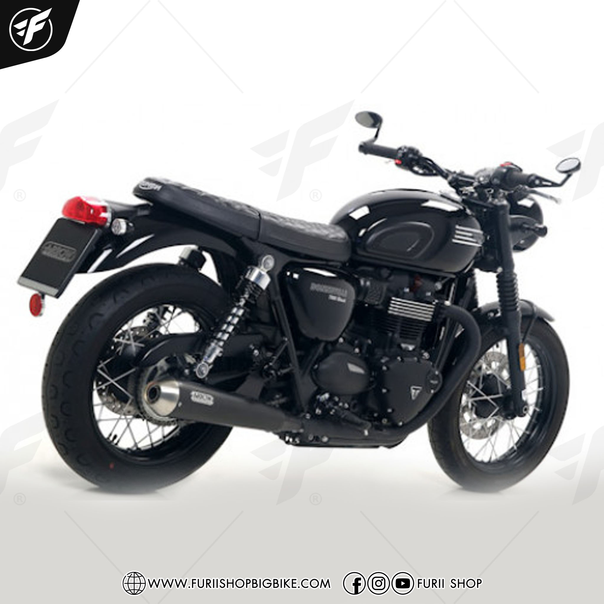 ท่อ ARROW SLIP SS BLACK 2:2 FOR Triumph T100 2017-2021 Bonneville