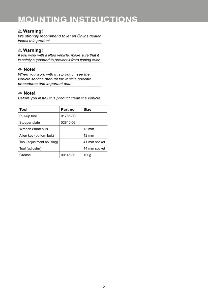 สปริงโช้คหน้า Ohlins FKS226 For Harley-Davidson FL Touring (Electra Glide, Street Glide, Road Glide, Ultra Classic) 2014-2016