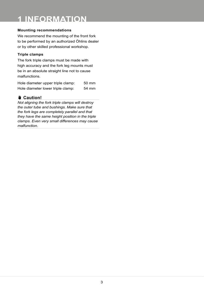 โช้คหน้า OHLINS FF520 FOR Universal Gold All
