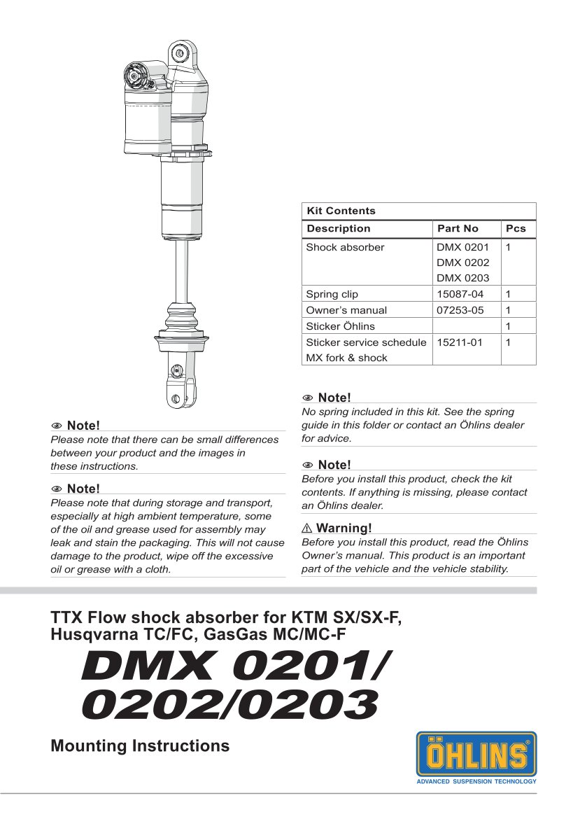 โช๊คหลังแต่ง Ohlins DMX0203 For Gas Gas MC 450F ปี 2021-2023