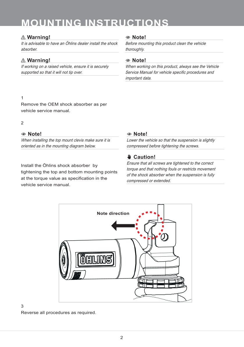 โช๊คหลังแต่ง Ohlins HO909 For Honda CBR250RR ปี 2017-2023