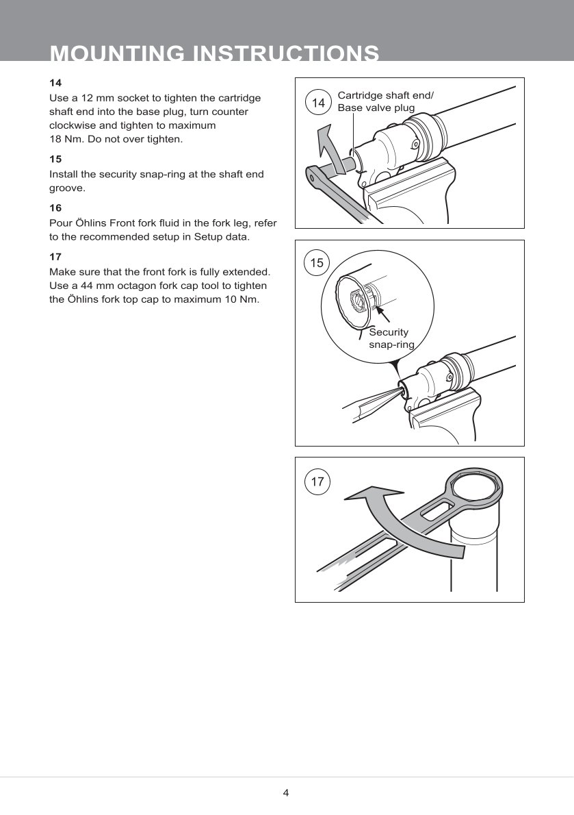 สปริงโช้คหน้า Ohlins FCX0101 For Husqvarna TC 85 14"/17" 2018-2023