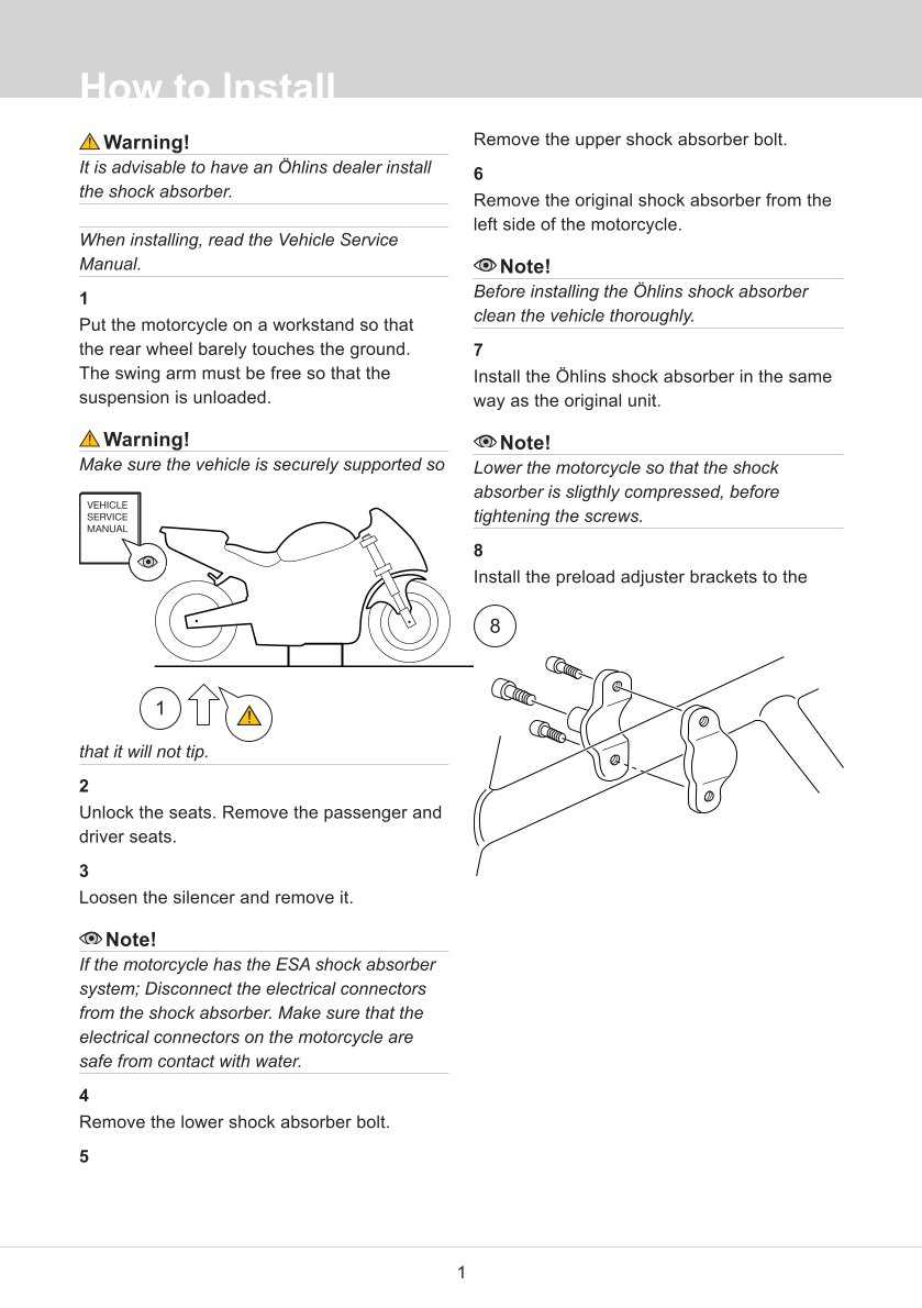 โช๊คหลังแต่ง Ohlins BM436 For BMW R 1200 GS ปี 2004-2012