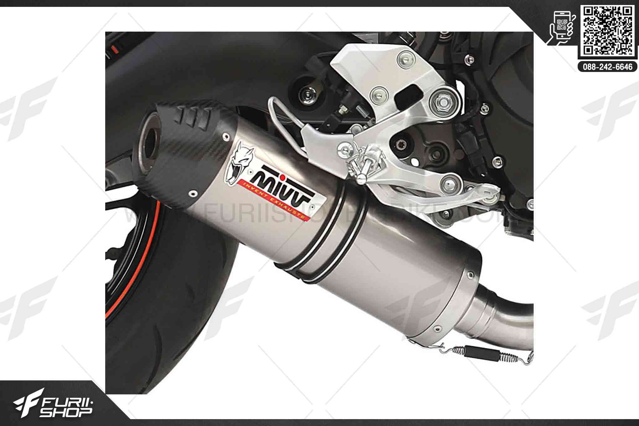 ท่อมอเตอร์ไซค์ MIVV FOR YAMAHA MT-09 OVAL TITAN CARBON CAP ท่อแต่ง ท่อสูตร ท่อบิ๊กไบค์ ท่อBigbike ท่อไอเสีย