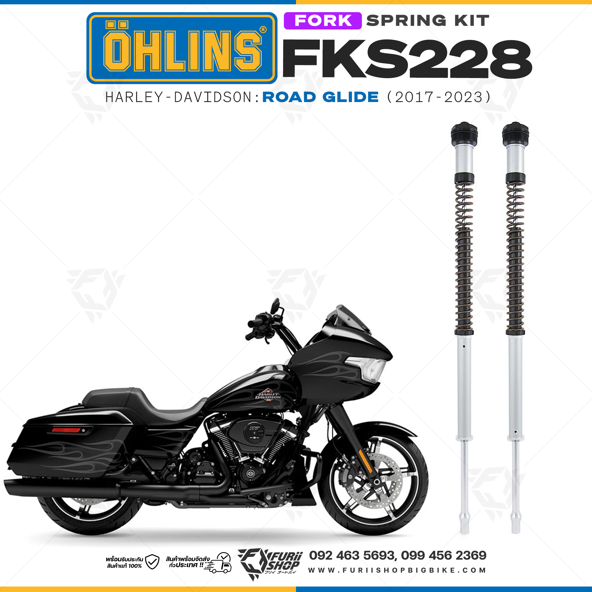 สปริงโช้คหน้า Ohlins FKS228 For Harley-Davidson Road Glide 2017-2023