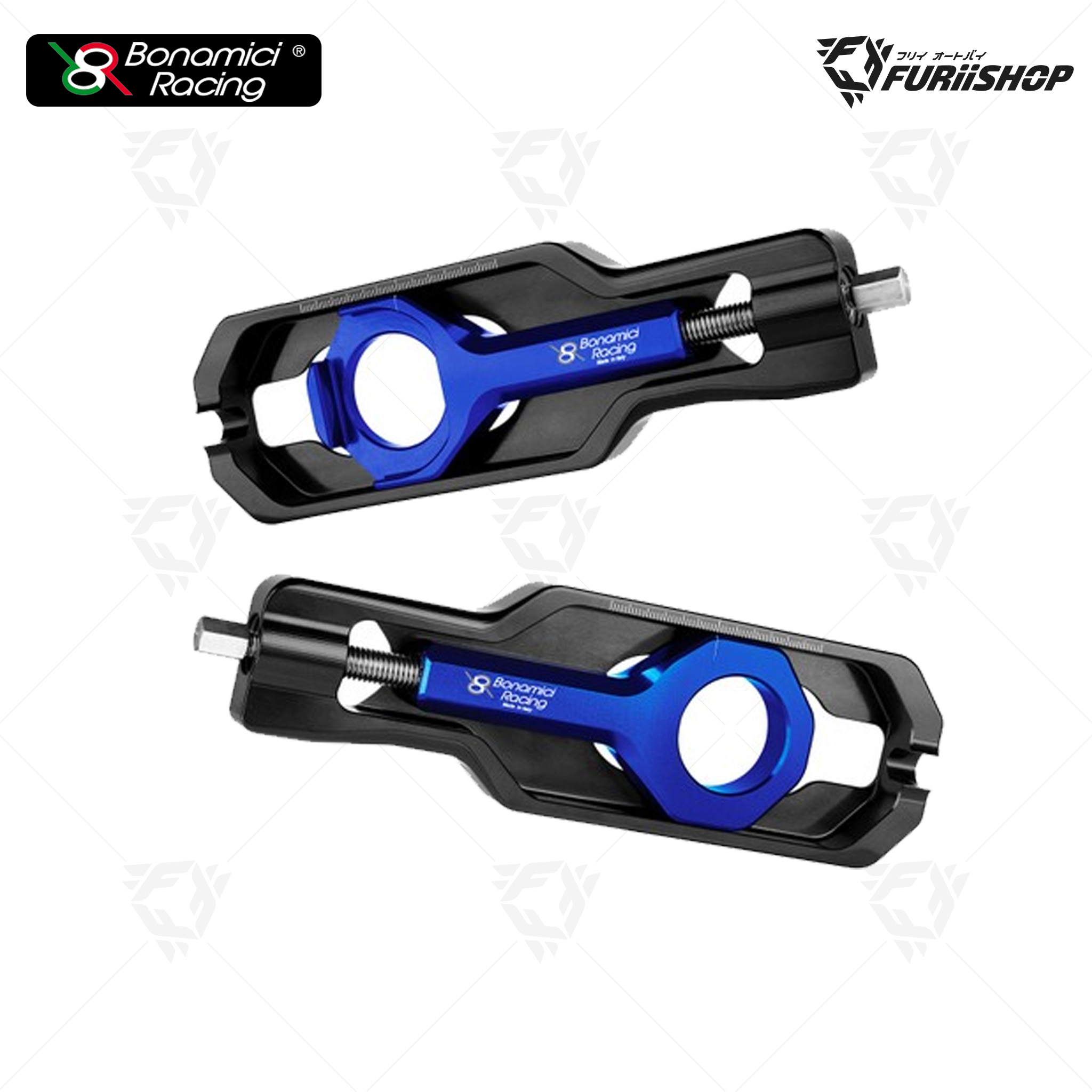 หางปลาตั้งโซ่ Chain adjuster Bonamici สีน้ำเงิน For YZF R1/MT10 2015/2019