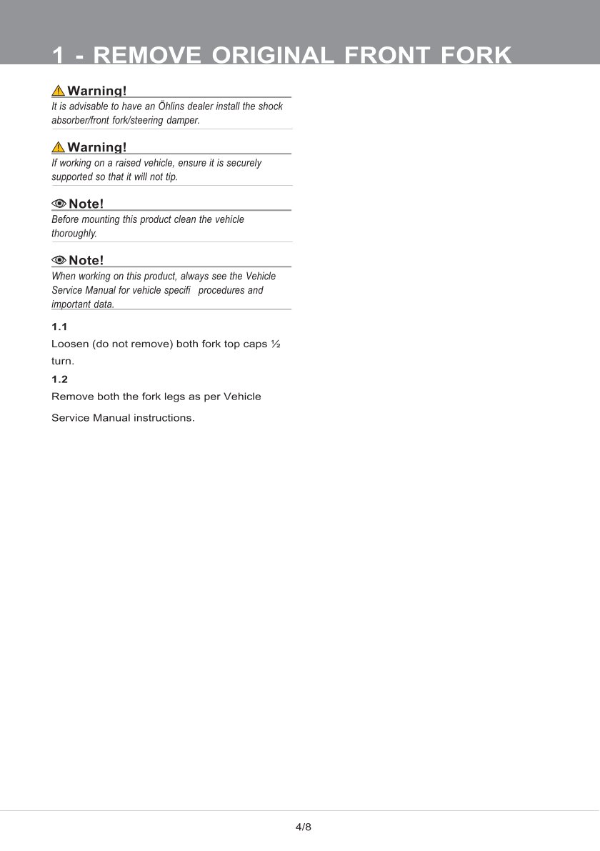 สปริงโช้คหน้า Ohlins FDK102 For Honda Zoomer X 2012-2014