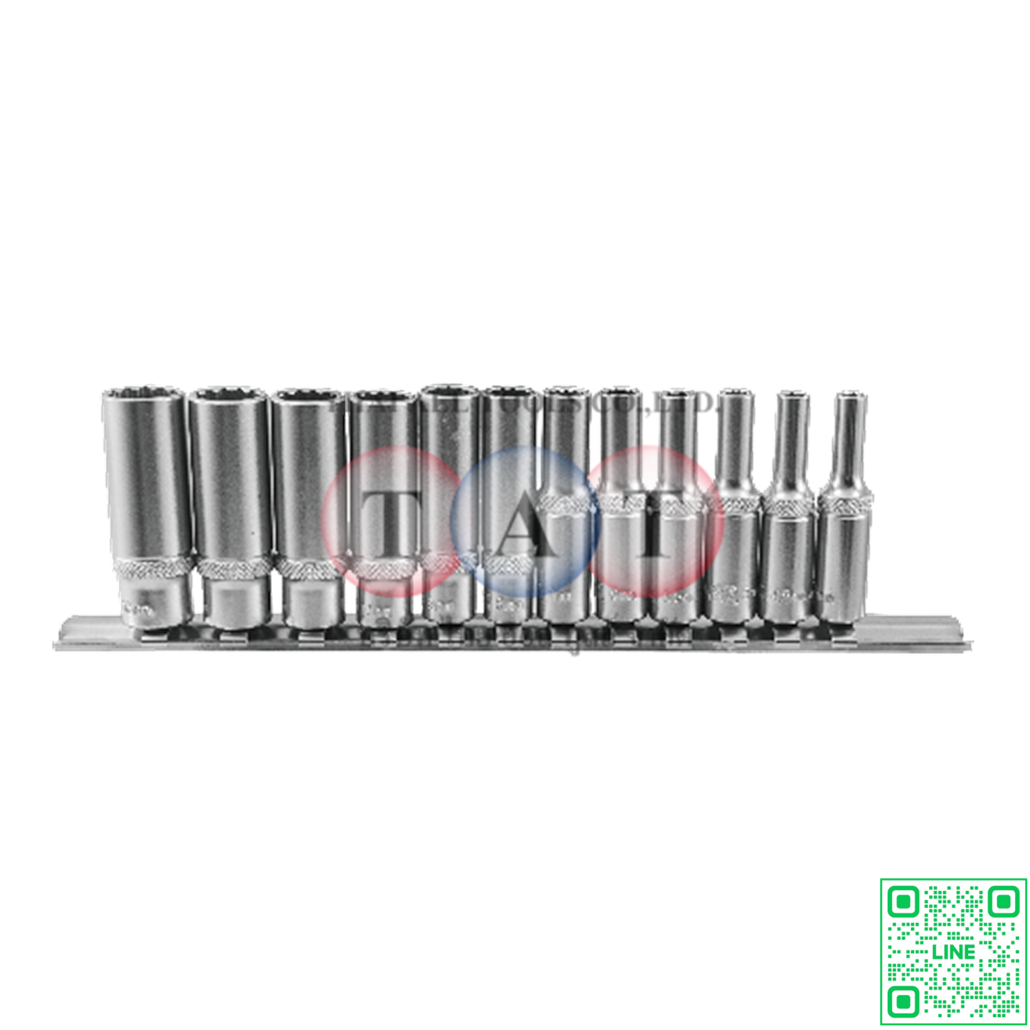 12 PCS 1/4" DR. 12PT FLANK DEEP SOCKET SET