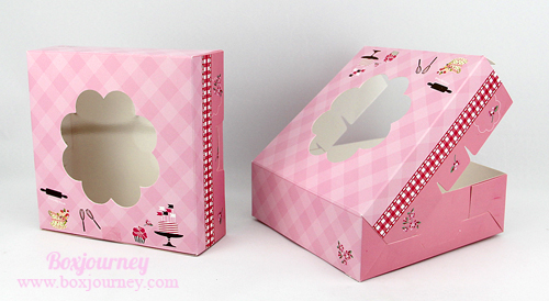 กล่องชิฟฟ่อน สีชมพูลายสก็อต