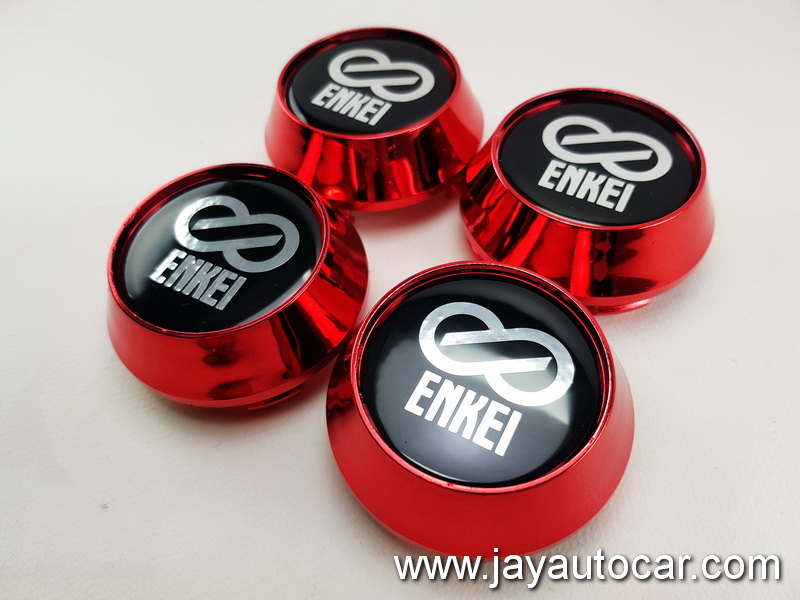 ฝาล้อรถยนต์ ฝาล้อแม็กซ์ สำหรับ ล้อแม็ก RPF1 เอ็นไก สติ๊กเกอร์เรซิ่น ENKEI สีแดง โครมเมี่ยม ขนาด 63 มิล 1ชุด 4ชิ้น