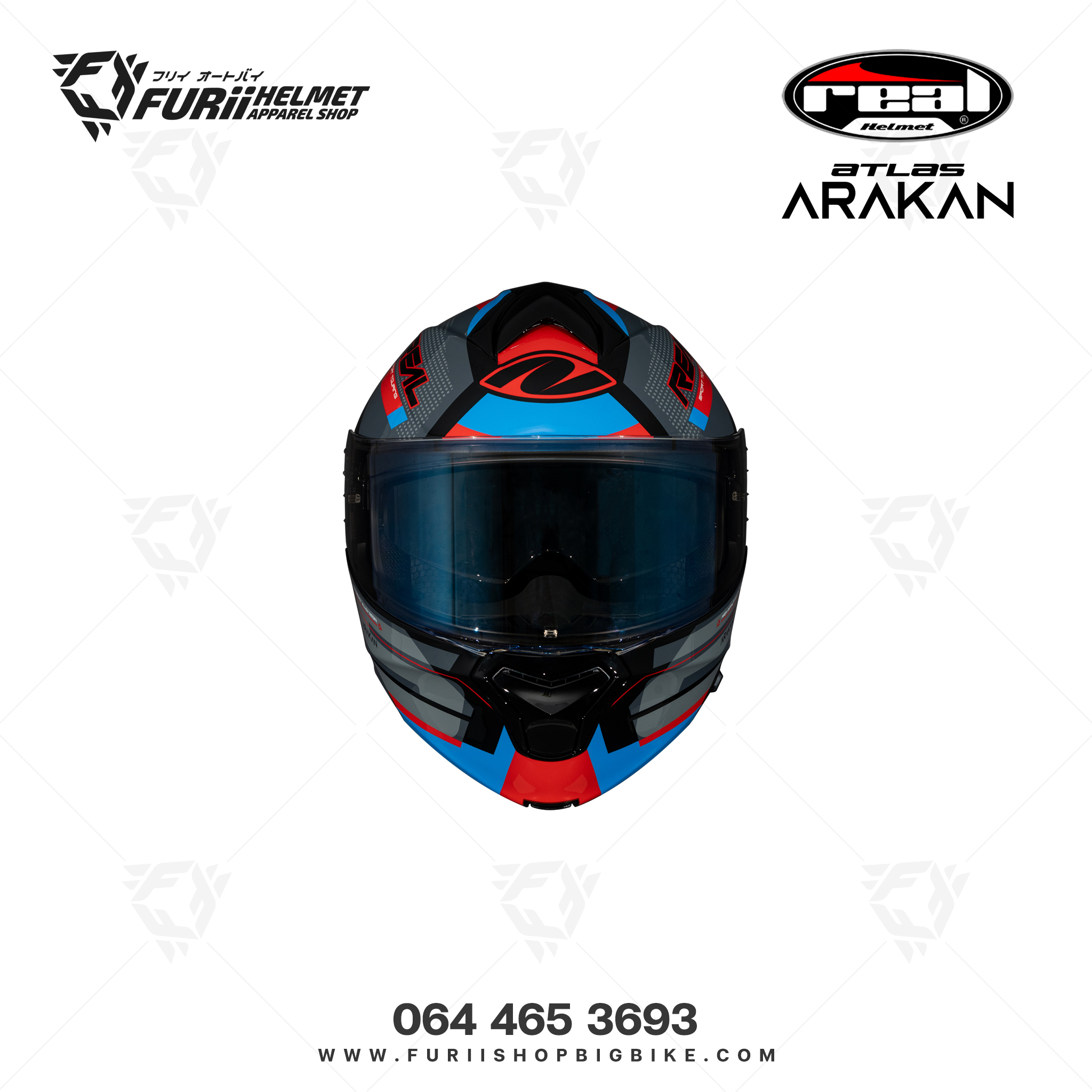 หมวกกนน็อคเต็มใบ Real Atlas Arakan : ดำ-แดง-น้ำเงิน