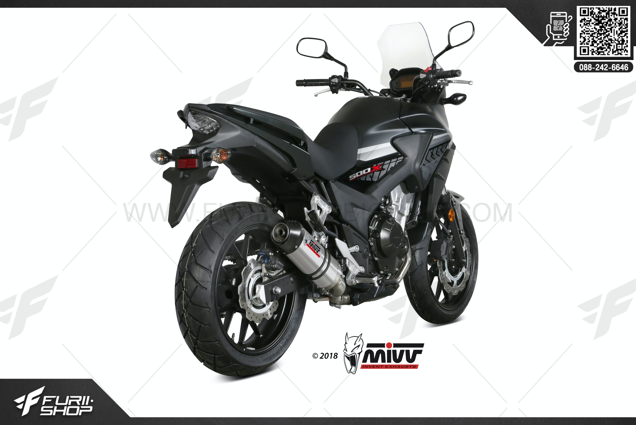 ท่อมอเตอร์ไซค์ MIVV FOR HONDA CB500X 2017+ SLIP-ON OVALTITANIO CARBON CAP/TITAN CARBON CAP ท่อแต่ง ท่อสูตร ท่อบิ๊กไบค์ ท่อBigbike ท่อไอเสีย