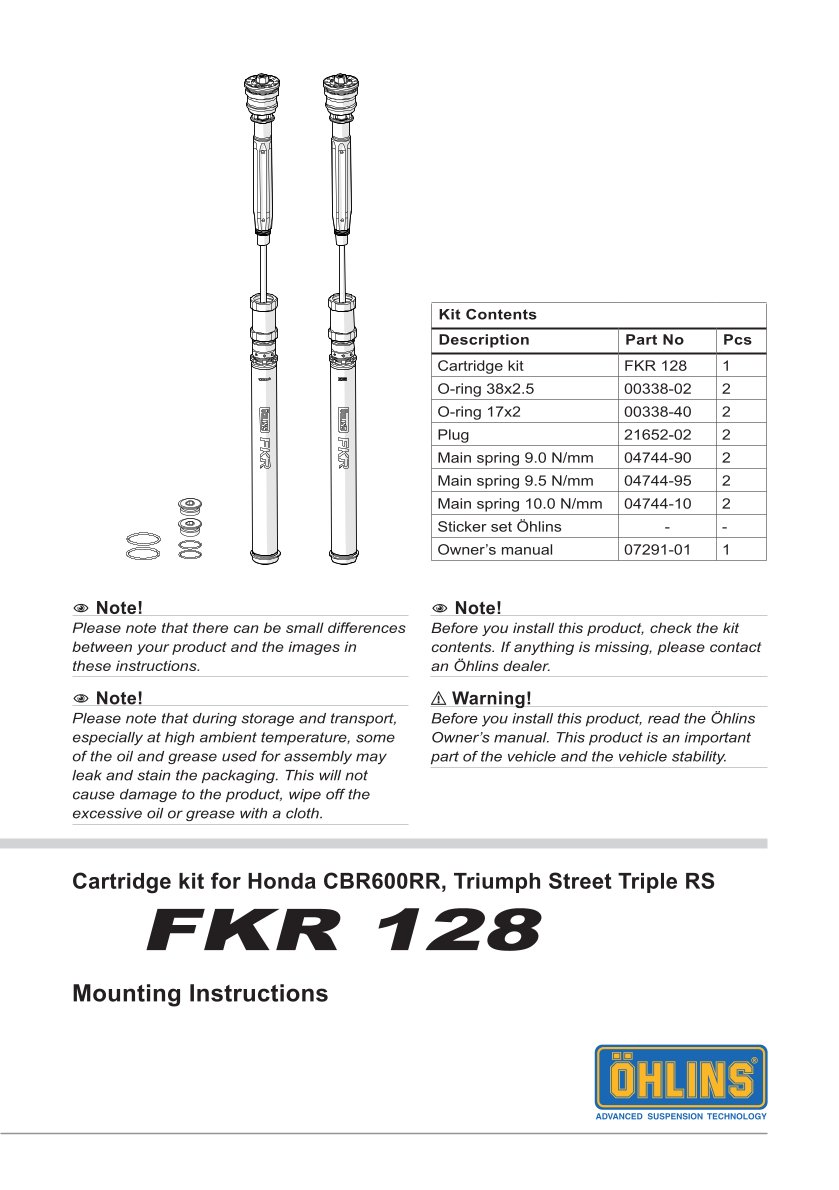 สปริงโช้คหน้า Ohlins FKR128 For Triumph Street Triple RS 2022