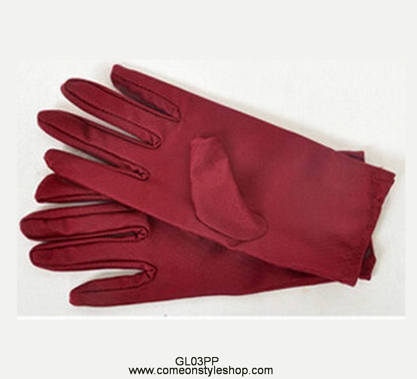 ถุงมือผ้าซาตินแบบสั้น ถุงมือออกงาน การแสดง แต่งงาน คอสเพลย์ Satin Short Gloves