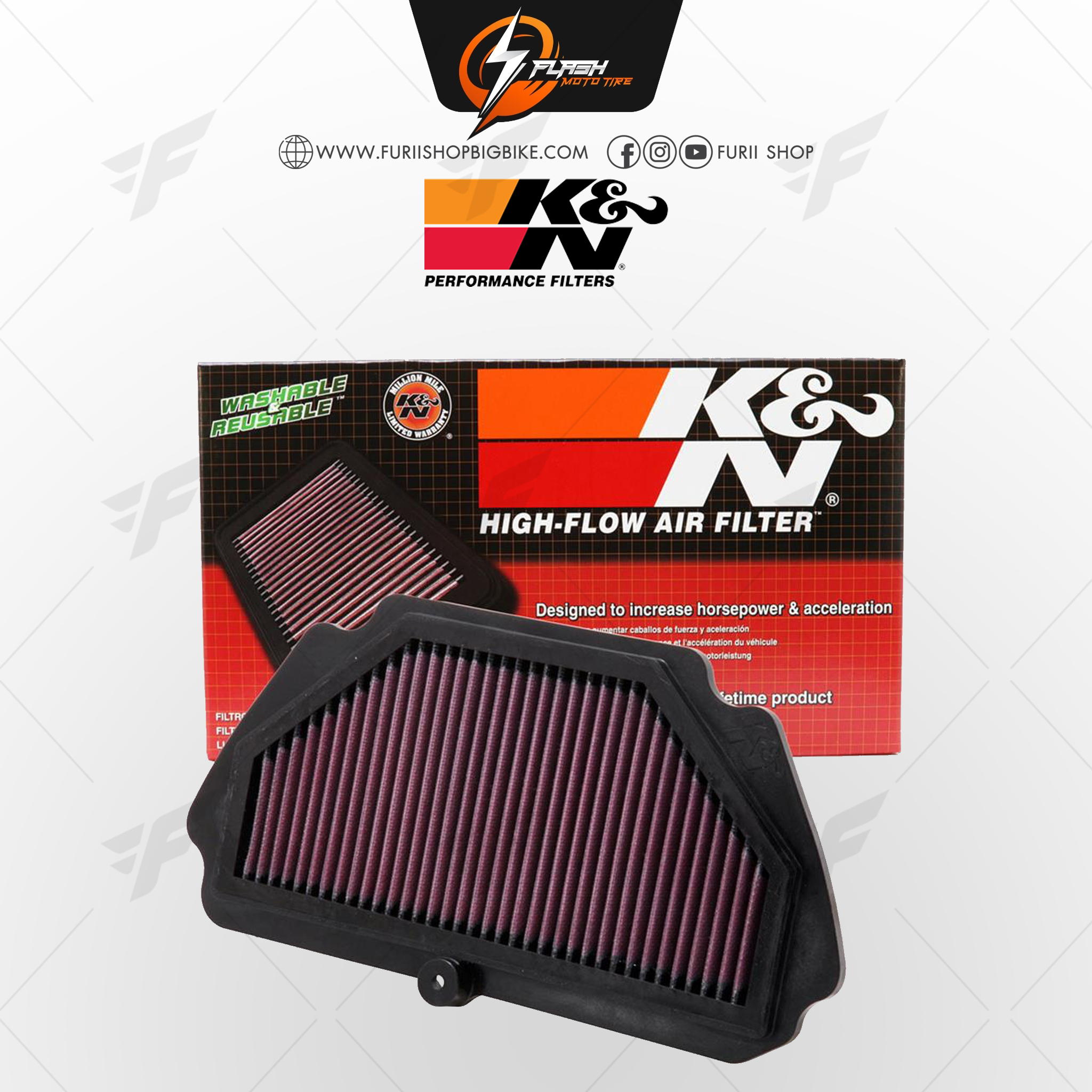 กรองอากาศ K&N สำหรับ KAWASAKI