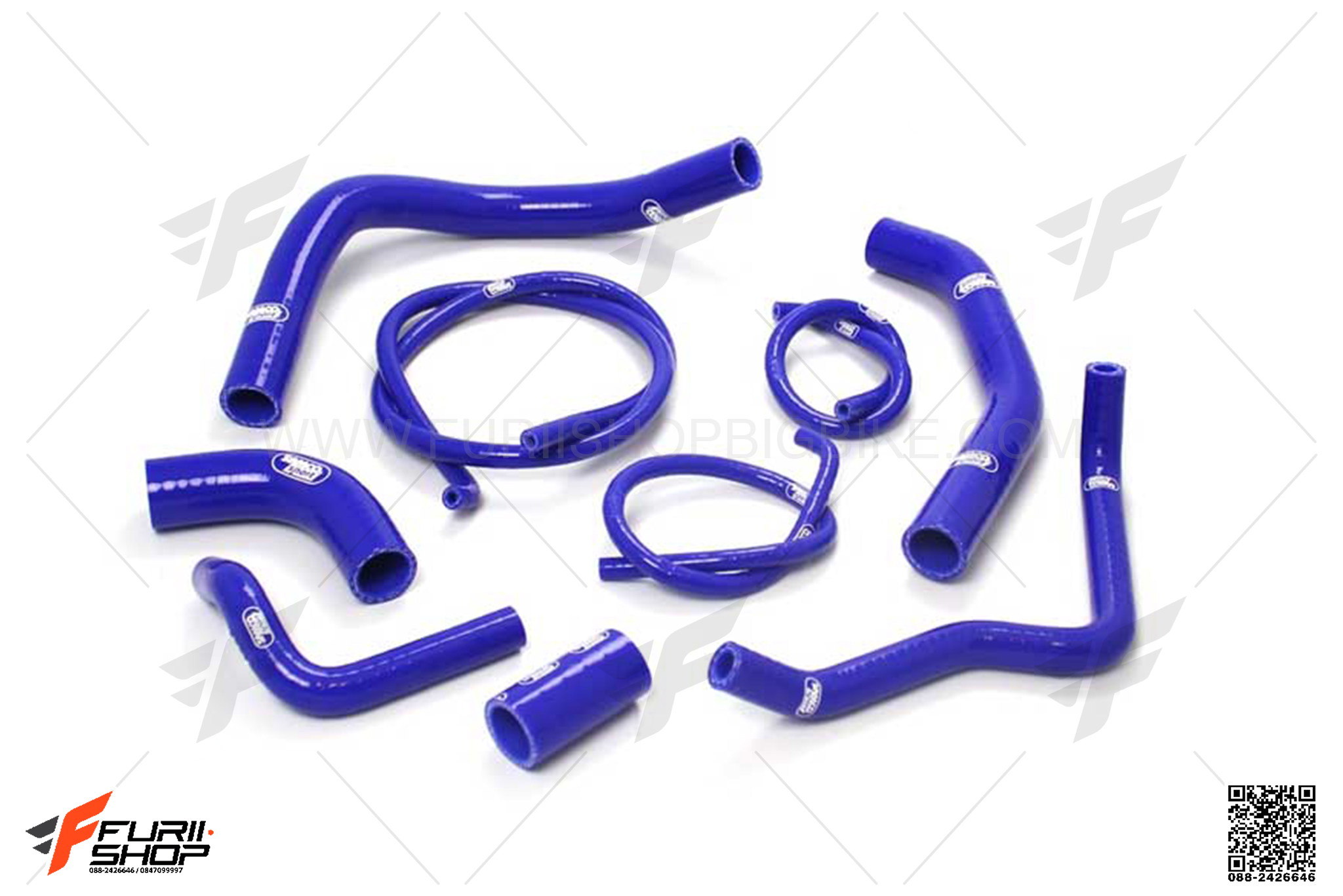 ท่อหม้อน้ำมอเตอร์ไซค์ SAMCO SPORT สีน้ำเงิน FOR KAWASAKI Z1000 ท่อแต่ง ท่อสูตร ท่อบิ๊กไบค์ ท่อBigbike ท่อไอเสีย