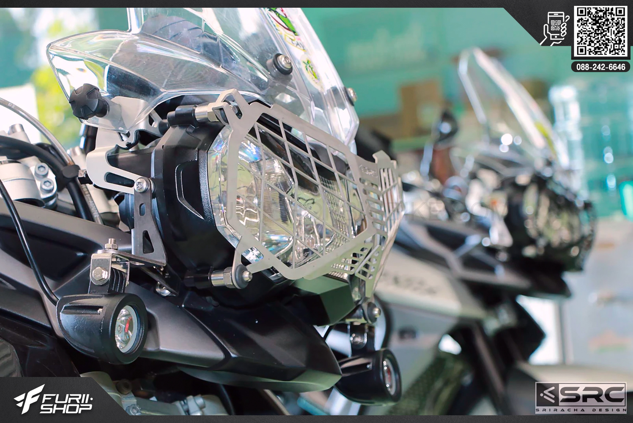 การ์ดไฟหน้า SRC สีเงิน Triumph Tiger 800