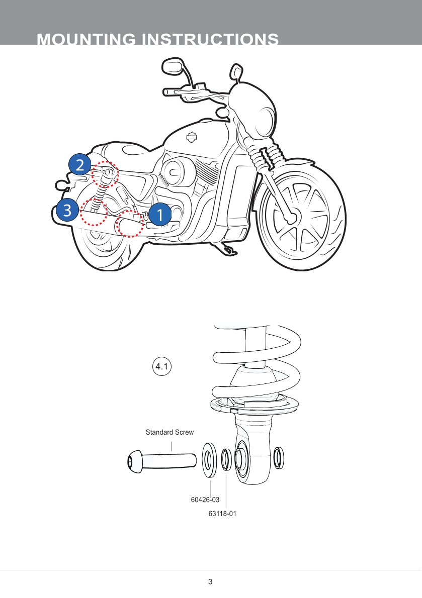 โช๊คหลังแต่ง Ohlins HD791 For Harley-Davidson Street 500 ปี 2015-2018