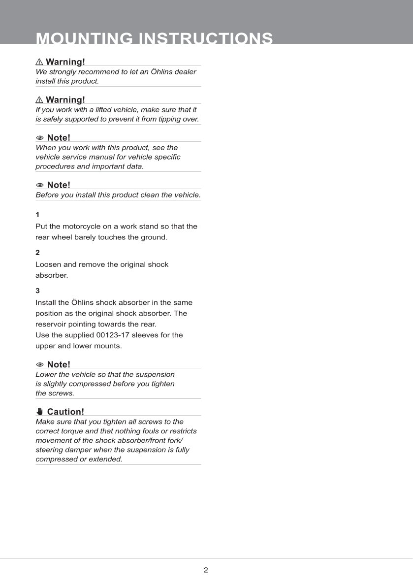 โช๊คหลังแต่ง Ohlins HD792 For Harley-Davidson XG750A Street Rod ปี 2018-2020