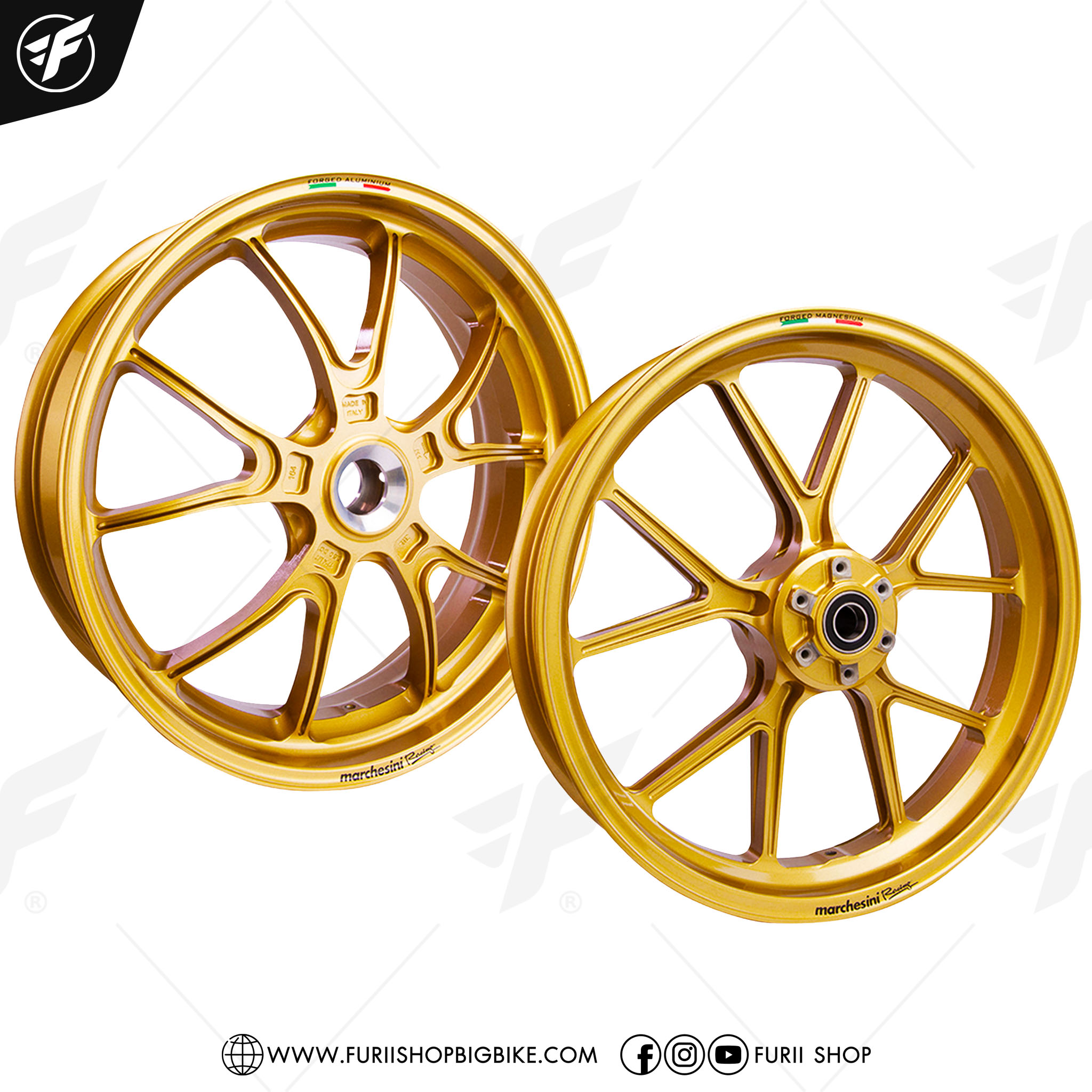 ล้อ MARCHESINI 10 SPOKES WHEEL SPECIAL COLOR GOLD ANODIZE FOR Ducati 899/959 Panigale