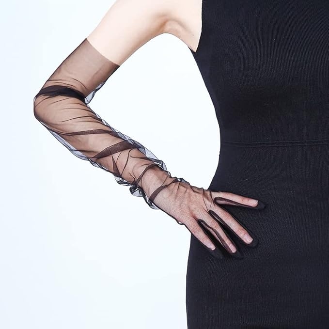 ถุงมือออกงาน สีดำ แบบยาว black glove