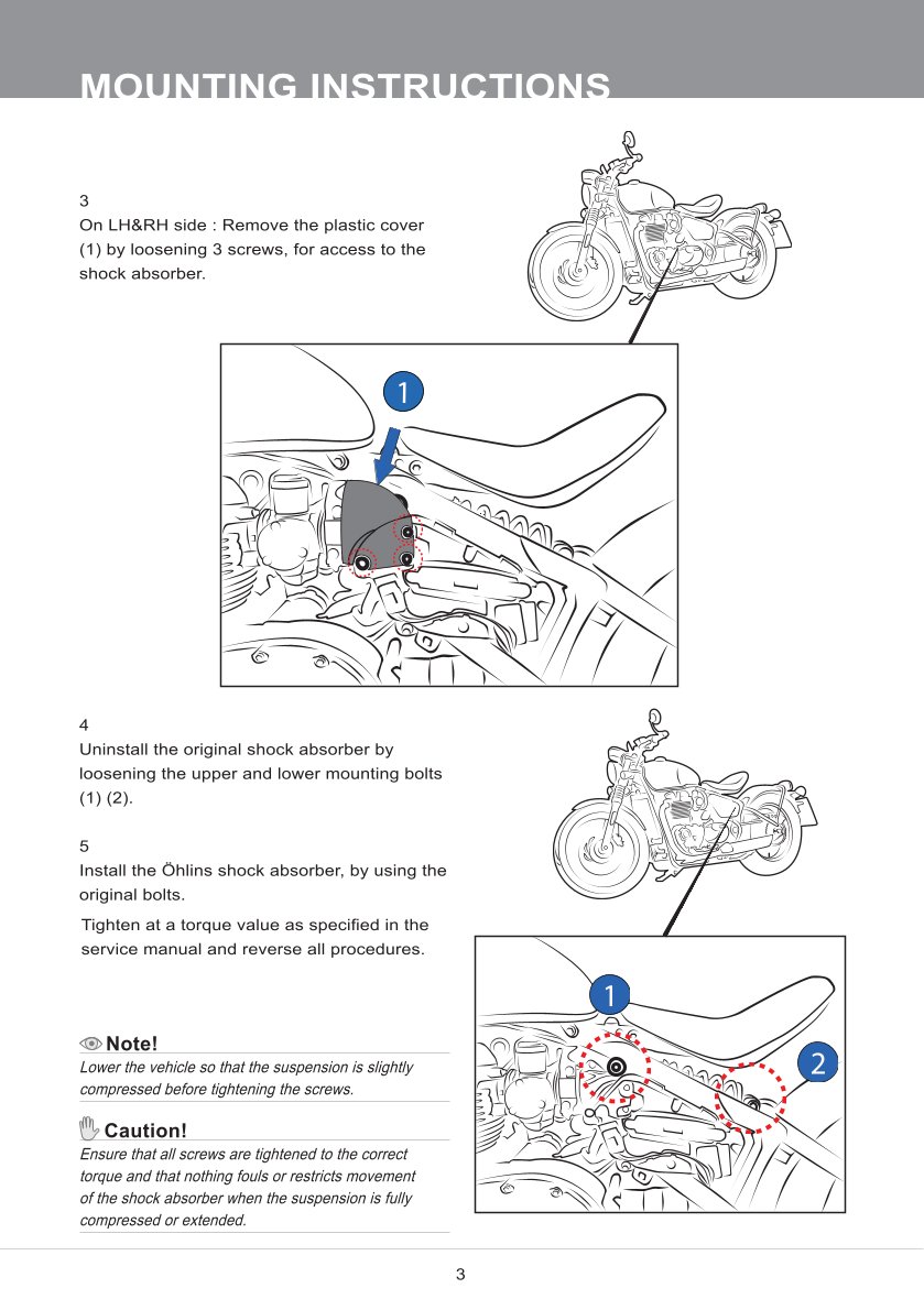 โช๊คหลังแต่ง Ohlins TR729 For Triumph Bonneville Bobber/Black ปี 2017-2023
