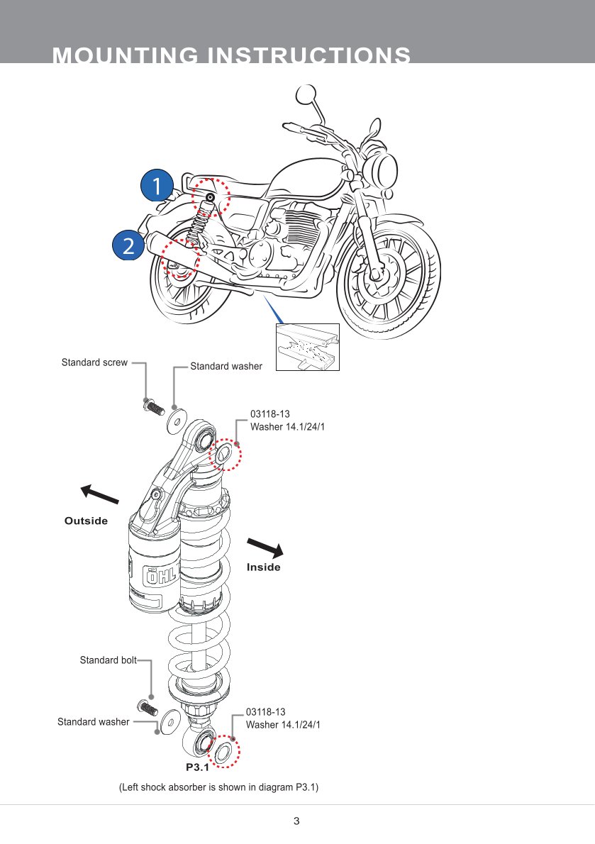 โช๊คหลังแต่ง Ohlins HO409 For Honda GB/CB 350 ปี 2023-2024