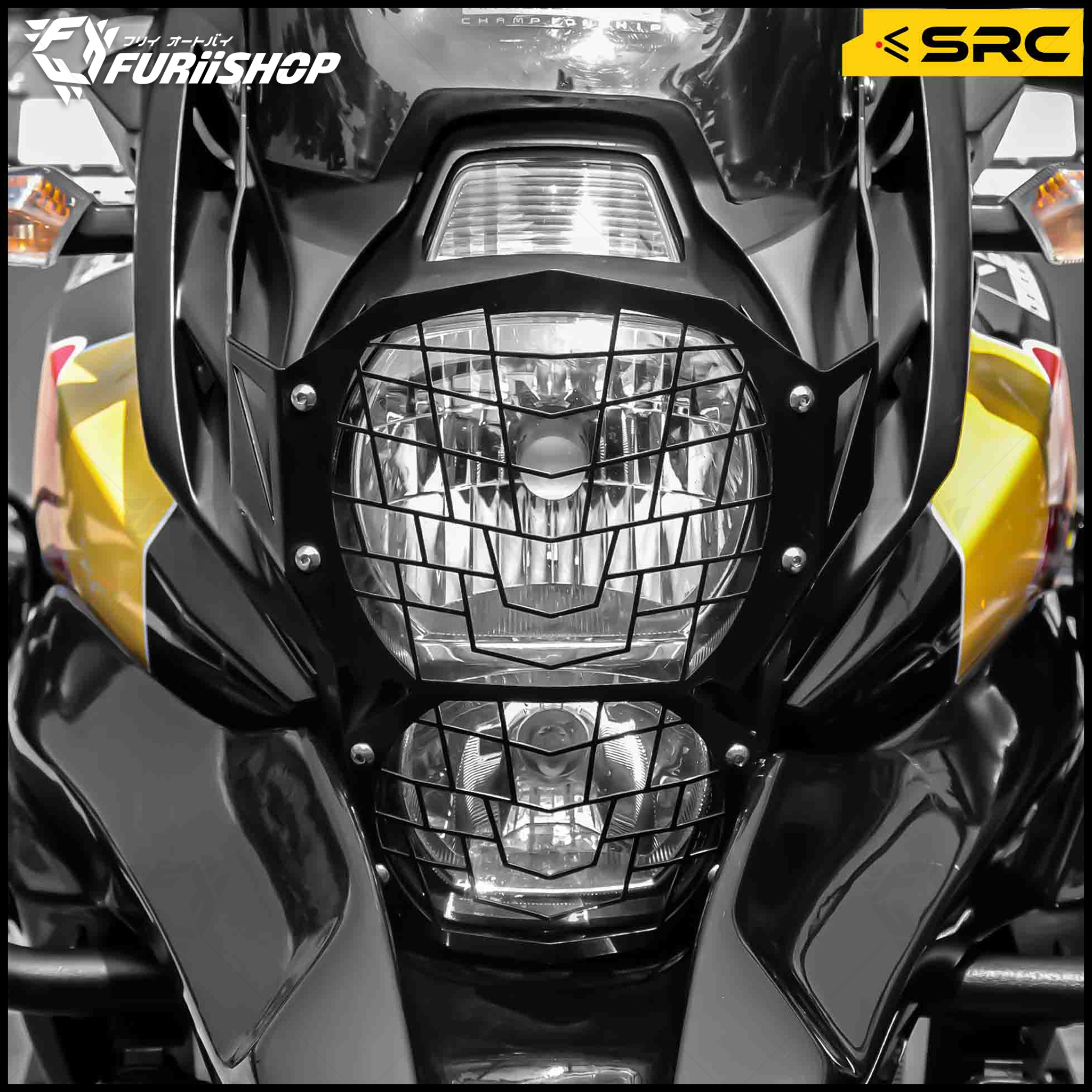 การ์ดไฟหน้า SRC สีดำ HEADLIGHT GUARD FOR KAWASAKI VERSYS650 2011-2014