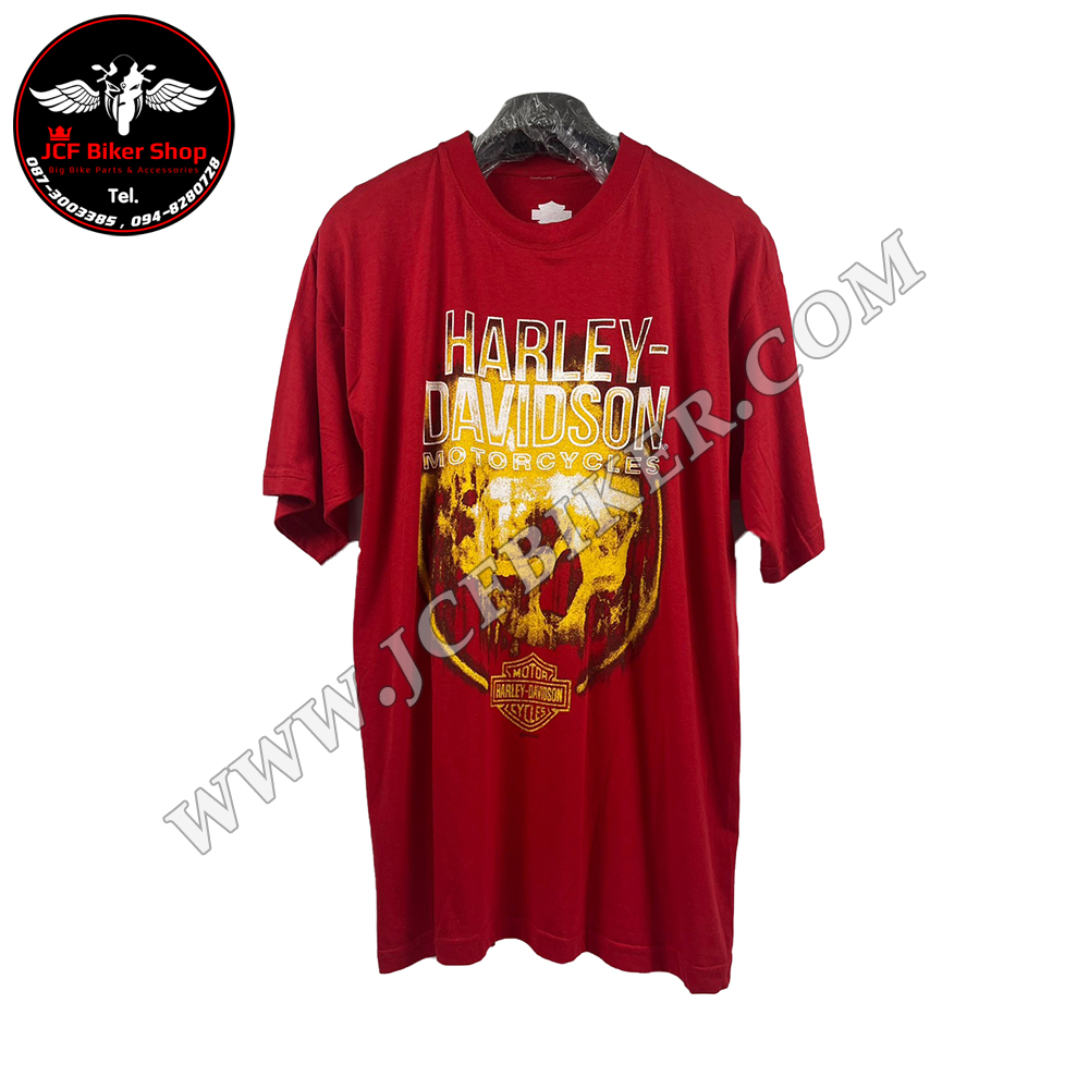 เสื้อยืดแขนสั้น H-D ลายกระโหลก #04 สีแดง 3XL