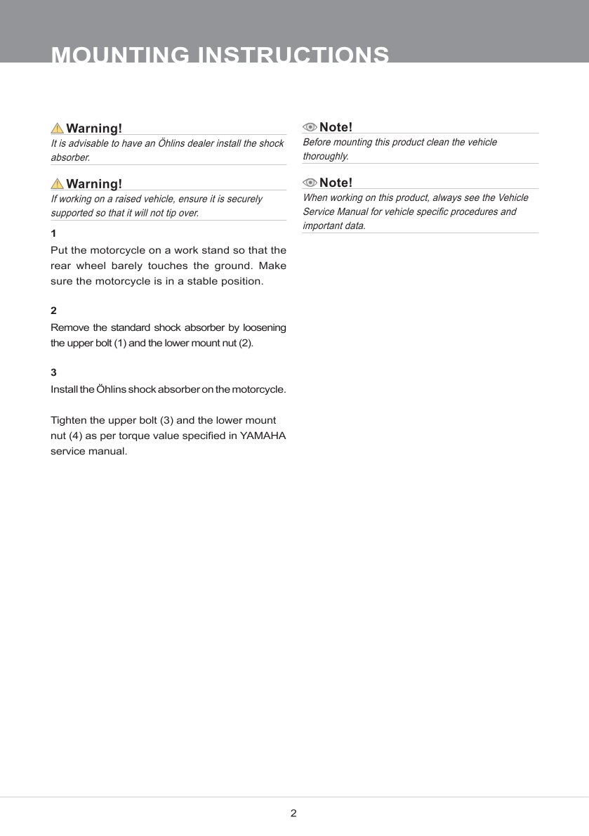 โช๊คหลังแต่ง Ohlins YA357 For Yamaha XV 950 Bolt/XV 950R ปี 2014-2021