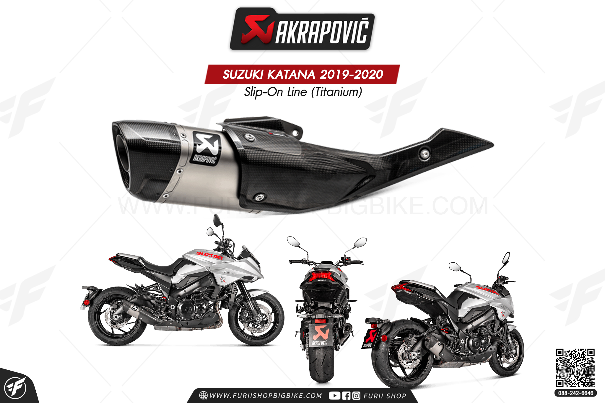 ท่อแต่ง Akrapovic Exhaust Slip-On Line (Titanium) Suzuki KATANA 2019-2020