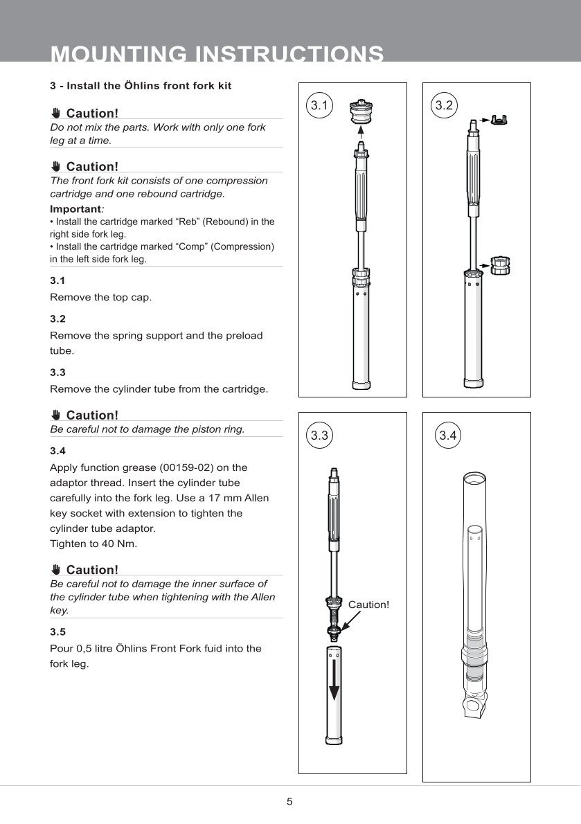 สปริงโช้คหน้า Ohlins FGK235 For Yamaha YZF R1 2015-2019