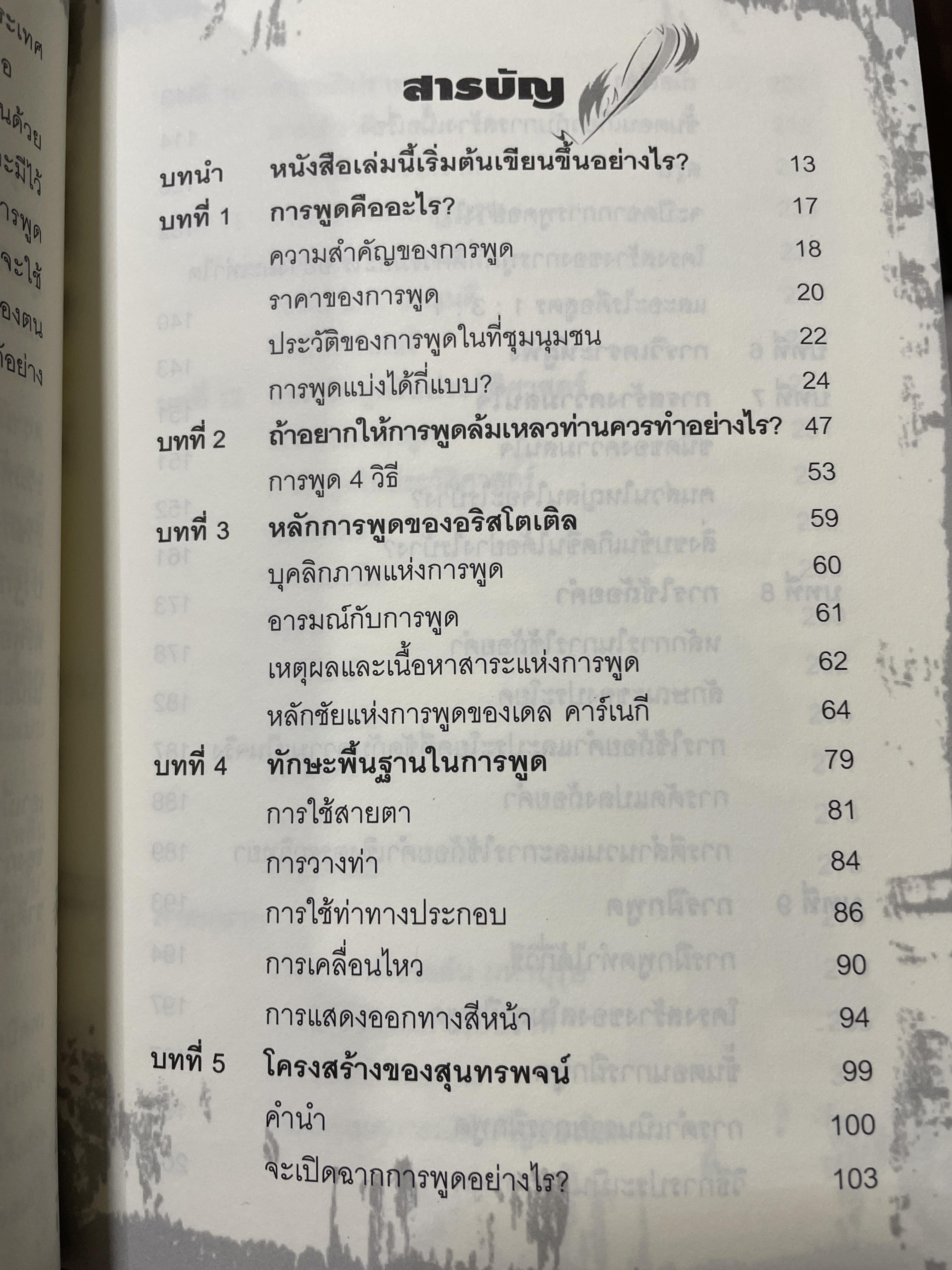 เทคนิคการพูด นี่คือคู่มือสำหรับนักพูดอัจฉริยะ เพื่อพัฒนาองค์ความรู้พื้นฐานสำหรับการพูด วิเคราะห์เจาะลึก เทคนิคการพูดได้อย่างสมบูณที่สุด พูด฿ดในที่ชุมนุมชน การกล่าวสุนทรพจน์ การปาฐกถา ดารอภิปราย การโต้วาที ผู้เขียน ผศ. ดร.สวัสดี บรรเทังสุข 2,500 กรัม