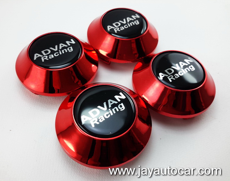 ฝาล้อรถยนต์ สำหรับ ล้อแม็ก สติ๊กเกอร์เรซิ่น ADVAN RACING สีแดง ขนาด 58 มิล 1ชุด 4ชิ้น