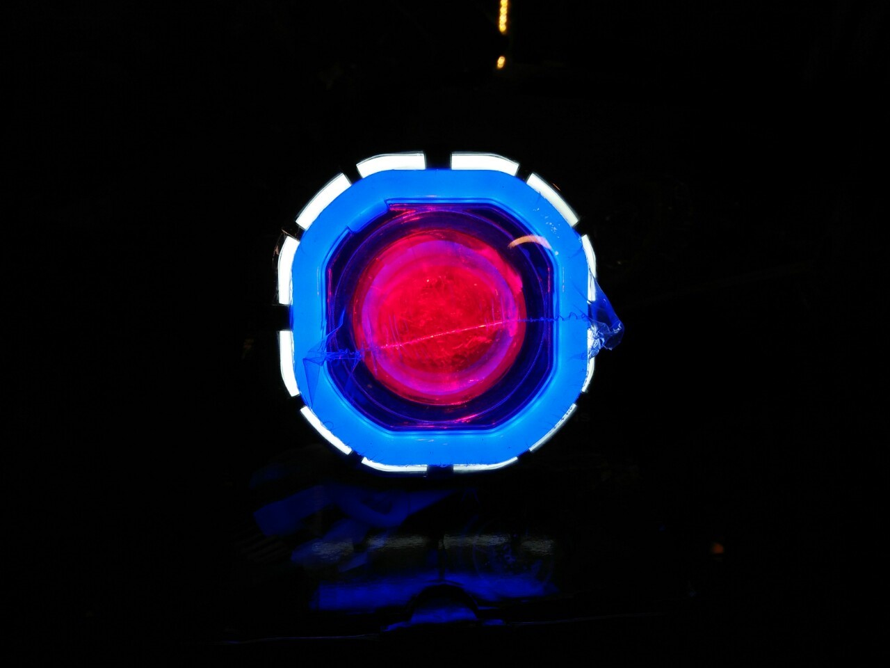 ไฟโปรเจคเตอร์มอเตอร์ไซค์ LED #V10 วงแหวน 2 ชั้น ทรงเหลี่ยม สามารถใช้ได้กับมอเตอร์ไซค์,บิ๊กไบค์,รถยนต์ ทุกรุ่น