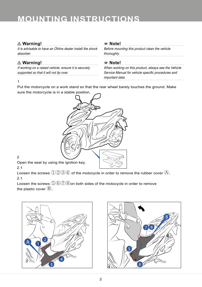โช๊คหลังแต่ง Ohlins HO231 For Honda Click 160 ปี 2022-2023
