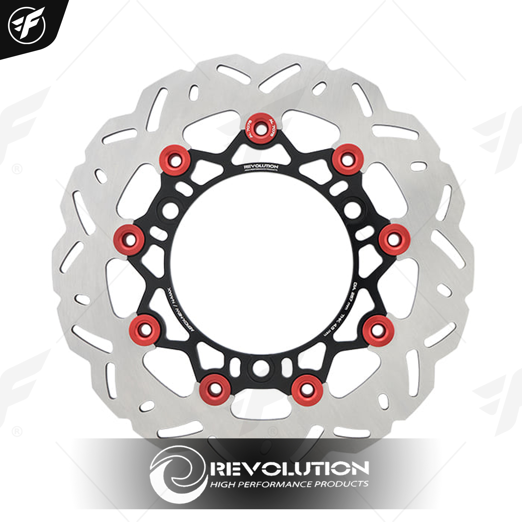 จานดิสเบรคหน้า ลายหยัก 4.5mm. REVOLUTION AEROX-155 NEW/N-MAX-155 จาน267mm ดำหมุดแดง