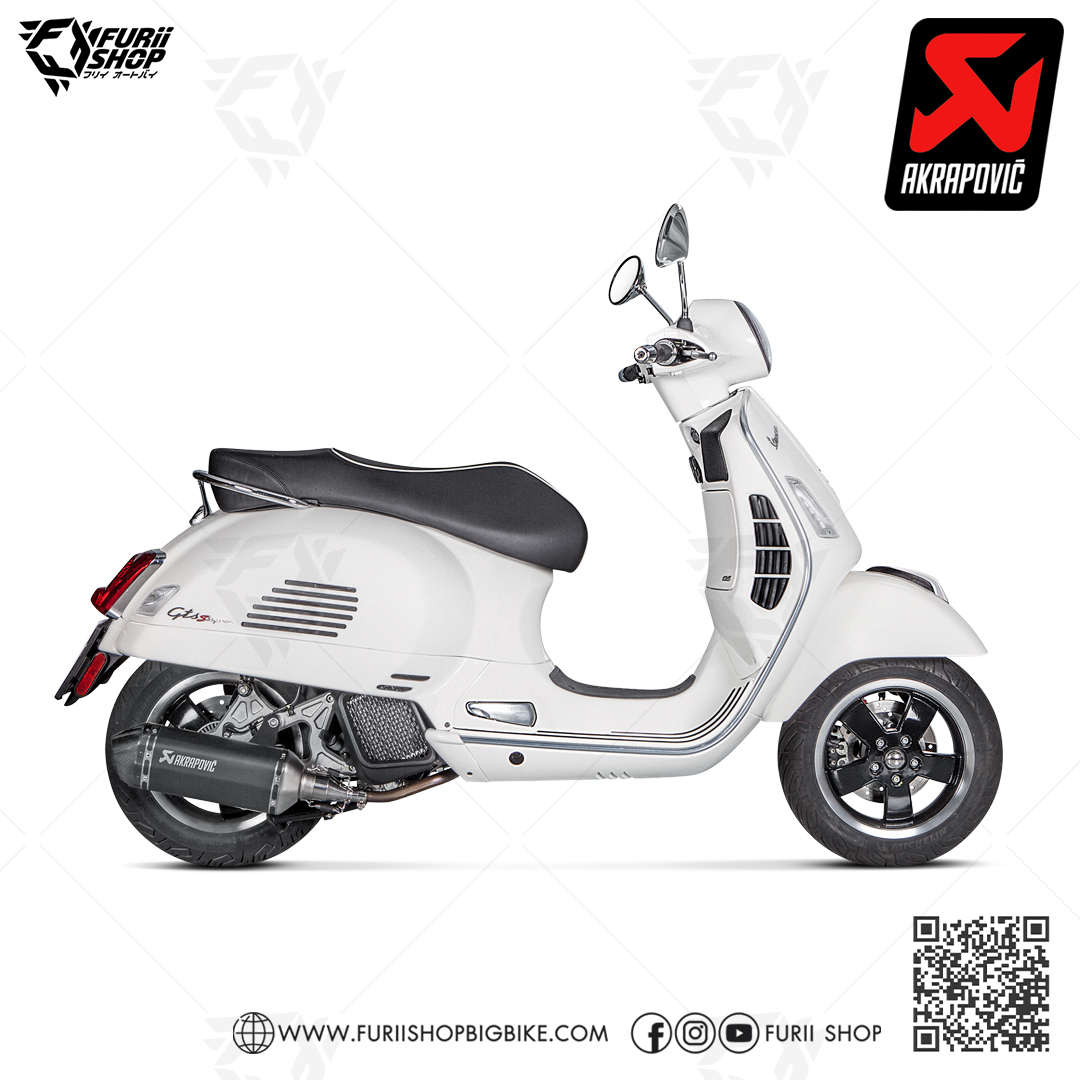 ท่อแต่ง Akrapovic Slip on Black Catalytic : for Vespa GTS150 I GET 4V 18-21 -All New 2022