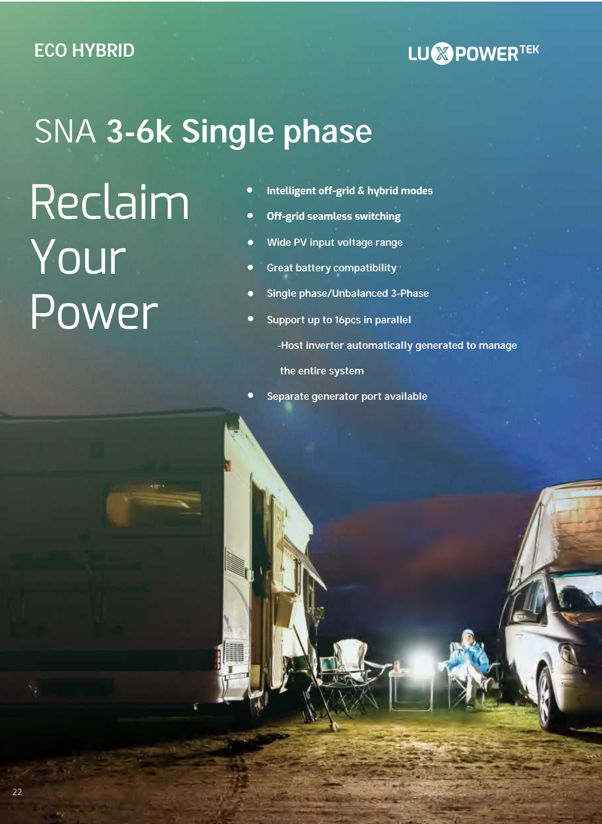 LuxPower Hybrid off grid inverter 6kW รุ่นขนานเครื่องได้ รองรับไฟแผง 480V , mppt 140A พร้อม CTกันไฟย้อน