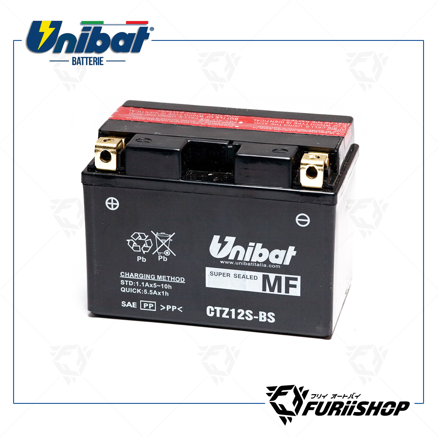 แบตเตอร์รี่รถมอเตอร์ไซต์ Unibat Battery MF Series CTZ12S-BS For Yamaha , Honda